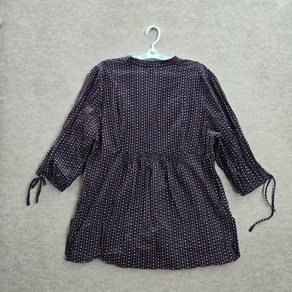 Tommy Hilfiger Women Blouse 16 Navy Blue Floral Faux‎ Wrap 3/4 Sleeve Pullover - Picture 7 of 7